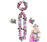CULEB Ensemble de Colliers à Fleurs Hawaïennes,Collier Hawaien Fleurs, Bandeau et Bracelet, Décoration de Fête Hawaïenne, pour Carnaval,Fête Sur Plage,Cheerleading,Mariage(A)