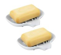 Culinavog 2 Pièce Porte Savons Silicone, Support Savon Incliné, Boîte à Savon en Silicone, Plateau D'évier Auto-drainant, Anti-dérapant, Porte Savon pour Salle de Bain, Evier, Douche