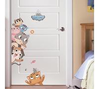 Culinavog 2PCS Autocollants Chat Muraux 3D, Motif Chats Superposés Sticker Mural de Porte, Sticker Porte Trompe l'oeil Effect, Décorations Murales Créatives et Amusantes Auto-Adhésif pour Garçon/Fille