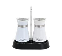 Culinavog Ensemble Salière et Poivrière, Distributeur D'épices, Sel et Poivre de Table Récipient à Bouteille avec Fond En Verre, avec Suppor, 120ML Salière et Poivrière Set pour Cuisine (Blanc)
