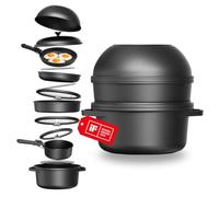 CuliStack® Ultimate 16 Pièces Batterie de cuisine, Casserole Induction, Casseroles et Poêles à Poignée Amovible, Empilable et Compact, Revêtement Antiadhésif, pour Vitrocéramique, Nettoyage Facile