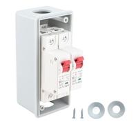 Culnflun Boîte de distribution extérieure étanche à la pluie IP65, disjoncteur combiné 2 voies de type C MCB, AC 230 V 400 V 50 Hz, boîtier en plastique ABS PC PA66 pour câblage (C20+C20)