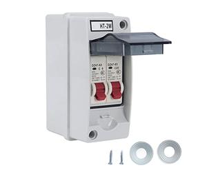 Culnflun Boîte de distribution extérieure étanche à la pluie IP65, disjoncteur combiné 2 voies de type C MCB, AC 230 V 400 V 50 Hz, boîtier en plastique ABS PC PA66 pour câblage (C6+C20)