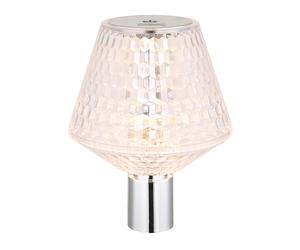 Culot de bouteille Lampe de bouteille Lampe de cristal Lampe de table LED Touchdimmer chromé clair, blanc chaud, DxH 12 x 15,5 cm