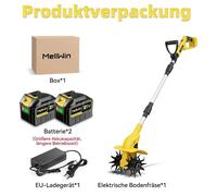 Cultivateur de jardin à batterie - Fraise rotative électrique - 1600W - 1000 tr/min - Largeur de travail 22 cm - Profondeur de travail 16 cm - 2 batteries de 4,5 Ah pour système 18V Makita