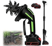 Cultivateur de Jardin Portable, Désherbeur Électrique 2-en-1 sans Fil, Cultivateur avec Perche Télescopique de 1,3 M Et 2 Batteries, Largeur Et Profondeur du Sol de 4 Pouces pour Le Jardin