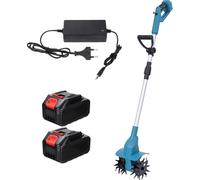 Cultivateur électrique - Motoculteur sans fil - 21 V - Moteur sans balais 1500 W - Diamètre des lames 15 cm - Profondeur de travail 15 cm - Largeur de travail 20 cm - 2 batteries - Vert