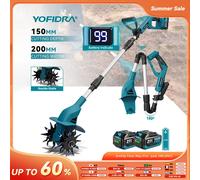 Cultivateur électrique YOFIDRA, rotoculteur, scarificateur multifonction sans fil, outil de jardinage compatible avec la batterie Makita 21V. 2pcs 3.0Ah Battery