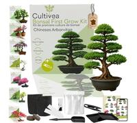 CULTIVEA® Kit First Bonsai- Kit de première culture de Bonsaï - Prêt à Pousser avec Graines & Accessoires - Idée Cadeau Jardinage (Chineses Arborvitae)
