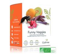 CULTIVEA® Kit Légumes Insolites Bio - Assortiment de Graines Potager (Melon Boule d'Or, Haricot Nain Violet, Radis Noir, Radis Bleu, Betterave Chioggia) - Kit Graines Potager Complet - Idée Cadeau