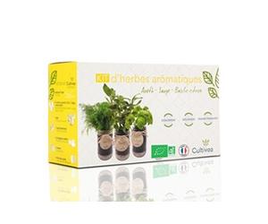 Cultivea - Kit Prêt à Pousser d'Herbes Aromatiques - Graines 100% Ecologiques et Bio - Jardin potager d'intérieur - Plante (Aneth, Sauge, Basilic