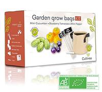 CULTIVEA® Kit Sacs de Culture - Prêt à pousser - Graines Françaises 100% Écologiques et Biologiques - Jardin potager (Concombre, Tomate, Poivron) - Idée Cadeau
