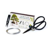 CULTIVEA® Lot de 3 outils essentiels bonsaï ? Outil en acier - entretien bonsaïs et plantes - Ciseaux ronds - Fil aluminium