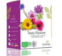 CULTIVEA® Mini Kit Prêt à Pousser Fleurs Comestibles - Graines Françaises 100% Écologiques et Biologiques - Jardinez et dégustez - Idée Cadeau (Calendula, Bleuet, Malva, Cosmos, Coquelicot) G