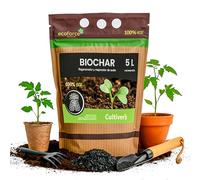 CULTIVERS Biochar 5 L (1kg) Conditionneur de charbon végétal et retenue de CO2 pour jardin, pelouse, compost et plantes. Régénérateur et amendement des sols. Augmente la fertilité