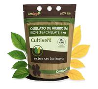 CULTIVERS Chélate de fer 1 kg. Verdissement de l'antichlorose. Engrais écologique nutriment essentiel pour les plantes (6% de Fe-EDDHA et 4,8% supplémentaires).