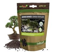CULTIVERS Engrais biologique pour bonsaï de 1 kg. Engrais d'origine 100% biologique et naturelle, à libération lente et contrôlée, granulé avec NPK 8-1-5 +74% M.O. et Ác. Humics