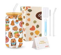 Cunegra Capybara Gobelet avec couvercle et paille, tasse Capybara mignonnes choses cool pour filles, verre Cabybara de 500 ml avec paille et couvercle, cadeaux capibara pour femmes et filles