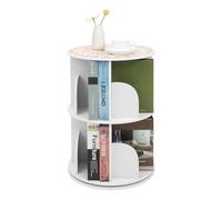 cunnyend Bibliothèque Rotative à 4 Niveaux étagère Tournante Rotative à 360° avec Déflecteur étagère Solide, étagères De Rangement Multifonctio, pour La Maison Le Salon L'étude Bureau