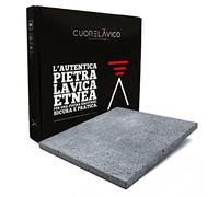Cuore Lavico Plaque réfractaire en pierre de lave de l’Etna pour pizza et pain, 39 x 35 x 2 cm, pour four à gaz, électrique et barbecue, fabriquée en Italie