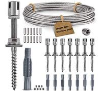 CUPCHID Support pour Plantes Grimpantes, 12m Corde en Acier Inoxydable à Suspendre Kit avec 3mm Cable INOX et 8 Tendeurs, pour Jardin/Mur Béton/Clôture Câble/Bois Massif (12m)