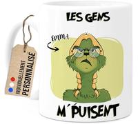 Cupdarling® Mug Grinch de Noël Personnalisé - Tasse Humoristique Cadeau Original pour Collègue, Ami ou Famille - Tasse de Noël Drôle 330ml en Céramique - Impression des Deux Côtés - Femme