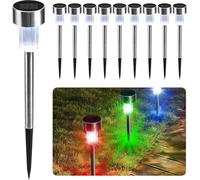 CUQOO lampe solaire exterieur jardin - 10 LED couleur inox balise solaire