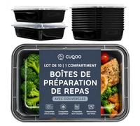 CUQOO Lot de 10 boîtes à repas de qualité supérieure avec 1 compartiment - Boîte à goûter sans BPA et de qualité alimentaire pour adultes et enfants | Passe au micro-ondes, lave-vaisselle, four et