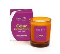 Cœur gravé sur l'écorce bougie parfumée cèdre tonka 180 g terre d'Oc