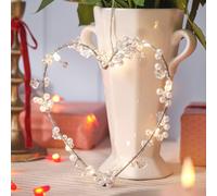 Cœur Lumineux à Micro LED Blanc Chaud à Piles Orné de Perles