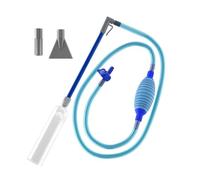 curfair Aspirateur de piscine sans fil avec 2 adaptateurs de buse, tuyau de siphon transparent, valve réglable, amovible, changement d'eau, spa, bleu, long