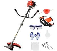 CURFAIR Tondeuse à gazon 2 en 1 52 CC - Sac à dos de 2200 W alimentée au gaz - Sans fil - Pour sols meubles et fossés - Vitesse de 8500 tr/min - Pour buissons et herbes hautes - Rouge (2 en 1)