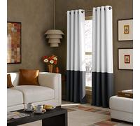 Curtainworks Rideaux à œillets Kendall Unicolore., Blanc/Gris foncé, 95 inch