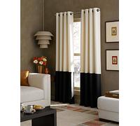 Curtainworks Rideaux à œillets Kendall Unicolore., Crème/Noir, 95 inch