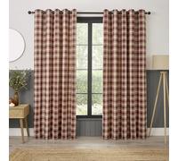 Curtina Everett Rideaux à œillets pour Salon, 117 x 137 cm, Rouge, 100% Polyester recy iltrage de la lumière, Tissage Jacquard Traditionnel, Carreaux