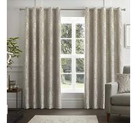 Curtina Rideaux damassés Ivoire Naturel à œillets avec Motif en Velours Pelucheux Traditionnel/Baroque, pour Chambre à Coucher et Salon, 168 x 183 cm (l x L)