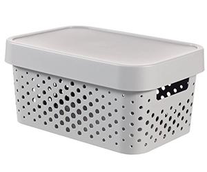 Curver 04760-099-00 Infinity Points Boîte à Rangement avec Couvercle Plastique Gris Clair 26,8 x 18,6 x 12,4 cm 4,5 L
