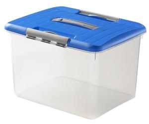 Curver 169056 Optima Box 30 L Transparent + Couvercle Bleu