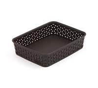 Curver 203407 Aspect Rotin My Style Panière de Bureau Taille A5 Polypropylène Chocolat 25,6 x 20 x 6 cm