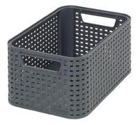 Curver Panière de rangement 205826 Style S 6 L – Rotin tressé, poignées ergonomiques – Noir