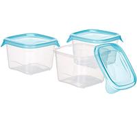 Curver 207757 Fresh'n Go Lot 3 Boîtes Hermétique carrée Plastique Transparent/Bleu 11 x 11 x 11 cm 45 L