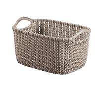 Curver 226169 Panier de Rangement Rectangulaire Tricot Plastique Marron 24,7 x 16,7 x 13,7 cm 3 L