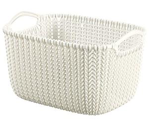 Curver 226391 Panier de Rangement Rectangulaire Tricot Plastique Blanc Cassé 29 x 21,7 x 17,2 cm 8 L
