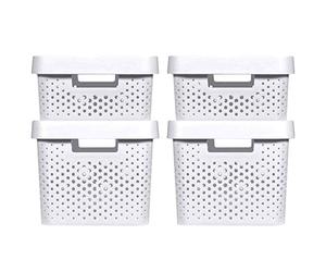 Curver | 4 Bacs de Rangement Infinity 2X(11L+17L) + couvercles, Blanc, Plastique recyclé