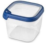 Curver Boîte alimentaire carrée multi usage 1,8L en polypropylène 100% recyclé, 15x15x12,3 cm, adapté au Micro-Ondes, Lave-Vaisselle, Congélateur- bleu, pour la cuisine