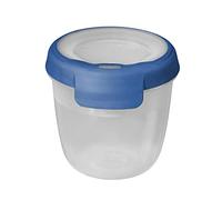 Curver Boîte alimentaire rectangulaire multi usage 0,4L en polypropylène 100% recyclé, 10x10x9,5 cm, adapté au Micro-Ondes, Lave-Vaisselle, Congélateur- Bleu