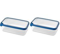 Curver Boîte alimentaire rectangulaire multi usage 4L en polypropylène 100% recyclé, 30x20x9,4 cm, Adapté au Micro-Ondes, Lave-Vaisselle, Congélateur- bleu, pour la cuisine (Lot de 2)
