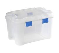 Curver, Boîte de rangement, 243696 Aufbewahrungsbox TOTEM Box 60L, transparent / blau Transparent (60 l, 1x)
