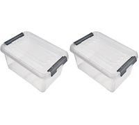 CURVER Boîte de Rangement Handy Plus 6L - Boîte de Rangement Multifonction - Pour Chambre, Bureau, Garage, Cabanon, Buanderie - Fermeture Rapide à poignées - 29,4 x 19,4 x 15 cm - Transparent