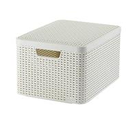 Curver - Boîte de rangement Style 30L - Aspect rotin texturé, 44,5x33x24,8 cm, Ivoire, 70% recyclé